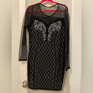 Brand New w/o tags VOCAL Elegant Dress Black Rhinestone-Studded Dress